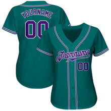 Load image into Gallery viewer, Custom Teal Purple-White Authentic Baseball Jersey