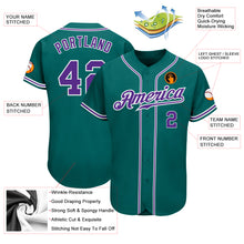 Load image into Gallery viewer, Custom Teal Purple-White Authentic Baseball Jersey