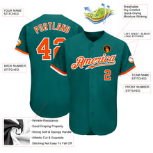 Load image into Gallery viewer, Custom Teal Orange-White Authentic Baseball Jersey