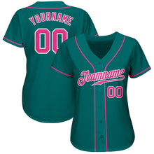 Load image into Gallery viewer, Custom Teal Pink-White Authentic Baseball Jersey
