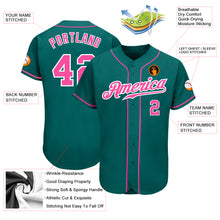 Load image into Gallery viewer, Custom Teal Pink-White Authentic Baseball Jersey