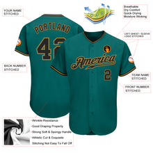 Load image into Gallery viewer, Custom Teal Black-Old Gold Authentic Baseball Jersey