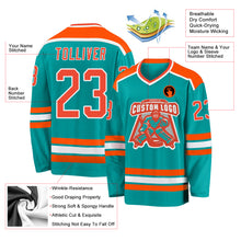 Load image into Gallery viewer, Custom Aqua Orange-White Hockey Jersey