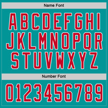 Load image into Gallery viewer, Custom Aqua Red-White Hockey Jersey