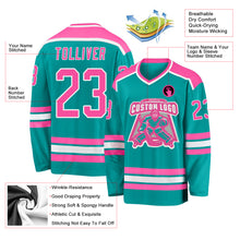 Load image into Gallery viewer, Custom Aqua Pink-White Hockey Jersey