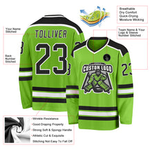Load image into Gallery viewer, Custom Neon Green Black-White Hockey Jersey