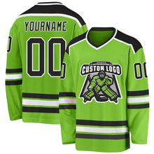 Load image into Gallery viewer, Custom Neon Green Black-White Hockey Jersey