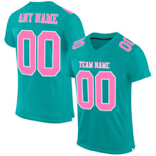 Load image into Gallery viewer, Custom Aqua Pink-White Mesh Authentic Football Jersey