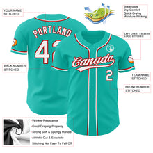 Load image into Gallery viewer, Custom Aqua White-Red Authentic Baseball Jersey