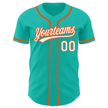 Load image into Gallery viewer, Custom Aqua White-Orange Authentic Baseball Jersey