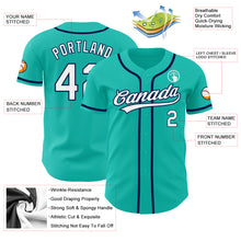 Load image into Gallery viewer, Custom Aqua White-Navy Authentic Baseball Jersey