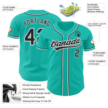 Load image into Gallery viewer, Custom Aqua Black-Gray Authentic Baseball Jersey
