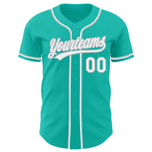 Load image into Gallery viewer, Custom Aqua White-Gray Authentic Baseball Jersey