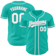 Load image into Gallery viewer, Custom Aqua White-Gray Authentic Baseball Jersey