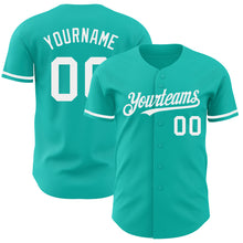 Load image into Gallery viewer, Custom Aqua White Authentic Baseball Jersey