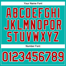 Load image into Gallery viewer, Custom Aqua White Pinstripe Red Authentic Baseball Jersey