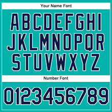 Load image into Gallery viewer, Custom Aqua White Pinstripe Navy Authentic Baseball Jersey