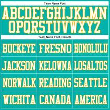 Load image into Gallery viewer, Custom Aqua White-Gold Mesh Authentic Football Jersey