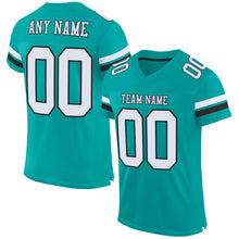 Load image into Gallery viewer, Custom Aqua White-Black Mesh Authentic Football Jersey