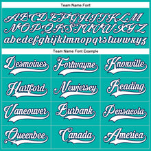 Load image into Gallery viewer, Custom Aqua White-Navy Hockey Lace Neck Jersey