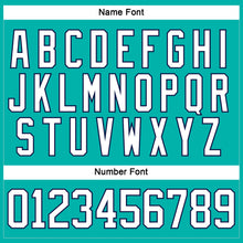 Load image into Gallery viewer, Custom Aqua White-Navy Hockey Lace Neck Jersey