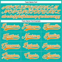 Load image into Gallery viewer, Custom Aqua Bay Orange-White Hockey Lace Neck Jersey