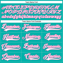 Load image into Gallery viewer, Custom Aqua White-Pink Hockey Lace Neck Jersey