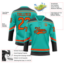 Load image into Gallery viewer, Custom Aqua Orange-Black Hockey Lace Neck Jersey