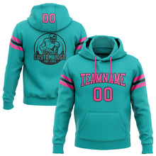 Load image into Gallery viewer, Custom Stitched Aqua Pink-Black Football Pullover Sweatshirt Hoodie