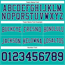 Load image into Gallery viewer, Custom Stitched Aqua Navy-White Football Pullover Sweatshirt Hoodie