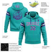 Load image into Gallery viewer, Custom Stitched Aqua Purple-White Football Pullover Sweatshirt Hoodie