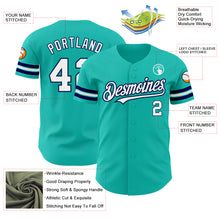 Load image into Gallery viewer, Custom Aqua White-Navy Authentic Baseball Jersey
