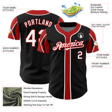 Load image into Gallery viewer, Custom Black White-Red 3 Colors Arm Shapes Authentic Baseball Jersey