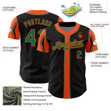 Load image into Gallery viewer, Custom Black Kelly Green-Orange 3 Colors Arm Shapes Authentic Baseball Jersey