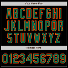 Load image into Gallery viewer, Custom Black Kelly Green-Orange 3 Colors Arm Shapes Authentic Baseball Jersey