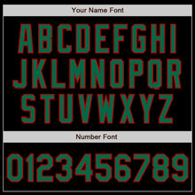 Load image into Gallery viewer, Custom Black Kelly Green-Red 3 Colors Arm Shapes Authentic Baseball Jersey