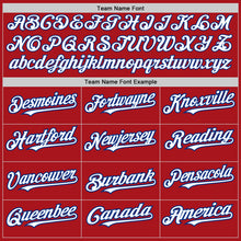 Load image into Gallery viewer, Custom Red White-Royal 3 Colors Arm Shapes Authentic Baseball Jersey