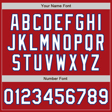 Load image into Gallery viewer, Custom Red White-Royal 3 Colors Arm Shapes Authentic Baseball Jersey