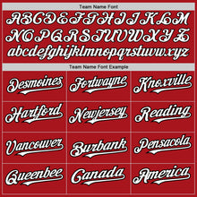 Load image into Gallery viewer, Custom Red White-Black 3 Colors Arm Shapes Authentic Baseball Jersey
