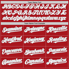 Load image into Gallery viewer, Custom Red White-Gray 3 Colors Arm Shapes Authentic Baseball Jersey