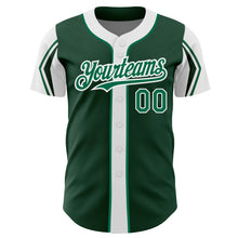 Load image into Gallery viewer, Custom Green Kelly Green-White 3 Colors Arm Shapes Authentic Baseball Jersey