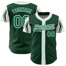 Load image into Gallery viewer, Custom Green Kelly Green-White 3 Colors Arm Shapes Authentic Baseball Jersey