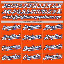 Load image into Gallery viewer, Custom Orange White-Royal 3 Colors Arm Shapes Authentic Baseball Jersey