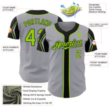 Load image into Gallery viewer, Custom Gray Neon Green-Black 3 Colors Arm Shapes Authentic Baseball Jersey