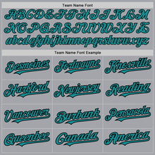 Load image into Gallery viewer, Custom Gray Teal-Black 3 Colors Arm Shapes Authentic Baseball Jersey