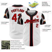 Load image into Gallery viewer, Custom White Red-Black 3 Colors Arm Shapes Authentic Baseball Jersey