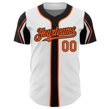 Load image into Gallery viewer, Custom White Orange-Black 3 Colors Arm Shapes Authentic Baseball Jersey