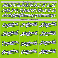 Load image into Gallery viewer, Custom Neon Green White-Navy 3 Colors Arm Shapes Authentic Baseball Jersey