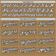 Load image into Gallery viewer, Custom Old Gold White-Black 3 Colors Arm Shapes Authentic Baseball Jersey