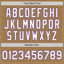 Load image into Gallery viewer, Custom Old Gold White-Purple 3 Colors Arm Shapes Authentic Baseball Jersey